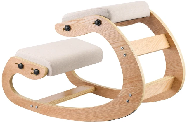 Alt view image 8 of 8 - VEVOR Ergonomic Kneeling Chair, Wooden Posture Knee Chair with Adjustable Thick Foam Cushions & Solid Wood Frame, Adjustable Height, Relief for Neck or Back Pain for Home, Office or Meditation, Beige