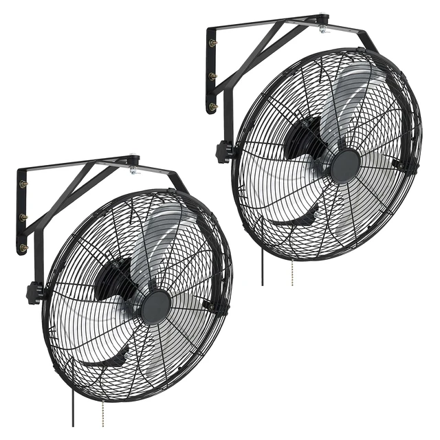 Alt view image 8 of 8 - VEVOR Wall Mount Fan, 18 in Wall Mounted Hanging Fan with IP44-rated Protection, 3-Speed, Long Airflow Distance, Adjustable Rotation Angle, Powerful for Industry, Commercial, Garage, Workshop, 2 Pack