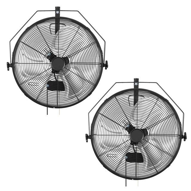Alt view image 8 of 8 - VEVOR Wall Mount Fan, 20 in Wall Mounted Hanging Fan, 3-Speed, Long Airflow Distance, Adjustable Rotation Angle, Mechanical Control, Powerful for Industry, Commercial, Garage, Workshop, Gym, 2 Pack