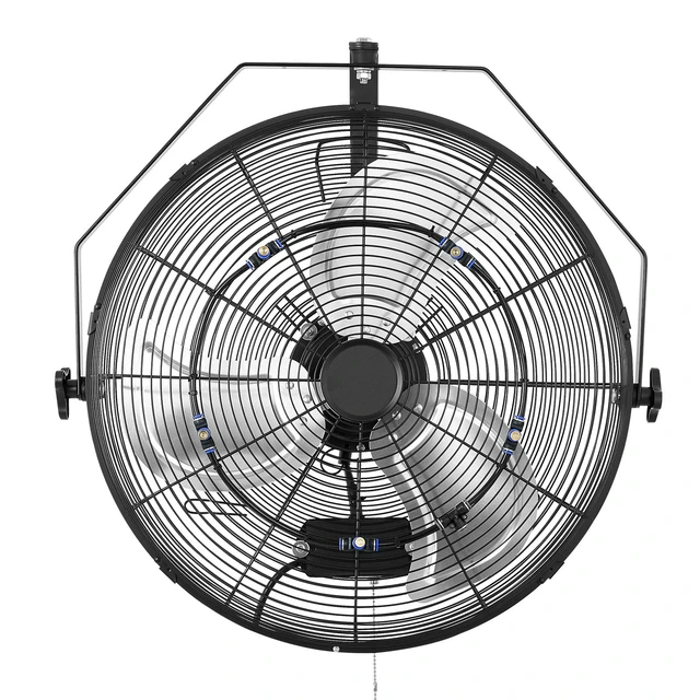 Alt view image 8 of 8 - VEVOR Wall Mount Fan, 20 in Wall Mounted Hanging Fan with Mist, IP44-rated Protection, 3-Speed, Long Airflow Distance, Adjustable Rotation Angle, Powerful for Industry, Commercial, Garage, Workshop