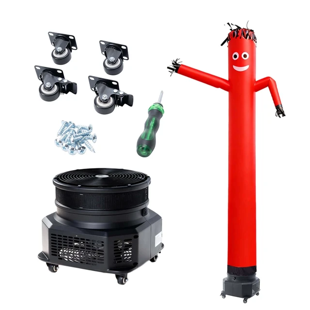 Alt view image 9 of 9 - Inflatable Tube Man with Blower, 10 ft Tall, Wacky Waving Wind Flying Inflatable Dancing Tube Guy with 3/4 HP IPX3 Waterproof Blower Fan, for Outdoor Advertising Business Store Decoration, Red