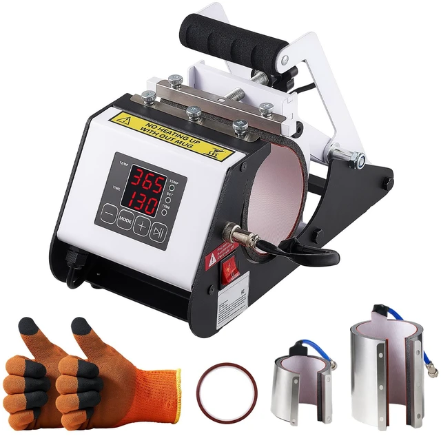 Main image of VEVOR Tumbler Heat Press Machine, 40 oz Tumbler Press, Fast and Even Heating, with Tape, Gloves, Easy Temp and Time Setting, Heat Transfer for Sublimation Insulated Tumblers, Cups, Black and White