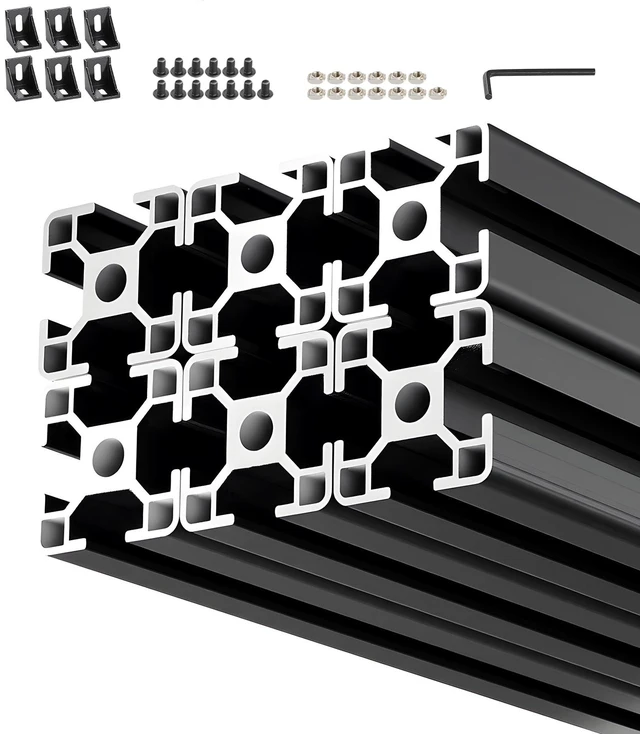 Main image of VEVOR 6PCS 3030 Aluminum Extrusion Profile, 78.74 Inch 2000 mm, T Slot European Standard Anodized Linear Rail, High-Strength Extruded Aluminum Rail, for 3D Printer Parts and CNC DIY Workbench, Black