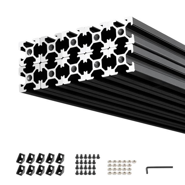 Alt view image 8 of 8 - VEVOR 10PCS 2020 Aluminum Extrusion Profile, 48 Inch 1220 mm, T Slot European Standard Anodized Linear Rail, High-Strength Extruded Aluminum Rail, for 3D Printer Parts and CNC DIY Workbench, Black