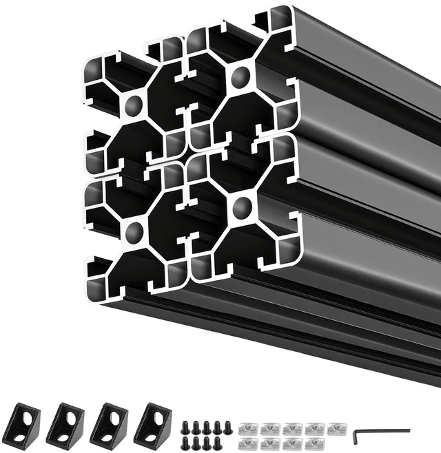 Main image of VEVOR 4PCS 4040 Aluminum Extrusion Profile, 78.74 Inch 2000 mm, T Slot European Standard Anodized Linear Rail, High-Strength Extruded Aluminum Rail, for 3D Printer Parts and CNC DIY Workbench, Black
