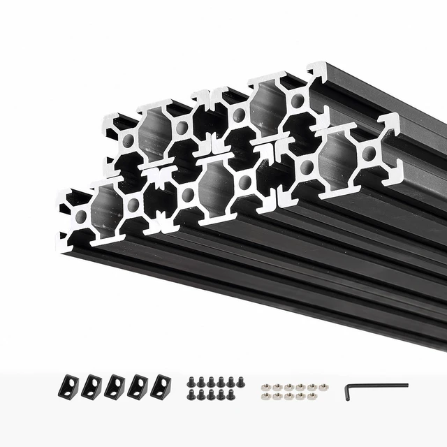 Alt view image 8 of 8 - VEVOR 5PCS 2040 Aluminum Extrusion Profile, 78.74 Inch 2000 mm, V Slot European Standard Anodized Linear Rail, High-Strength Extruded Aluminum Rail, for 3D Printer Parts and CNC DIY Workbench, Black