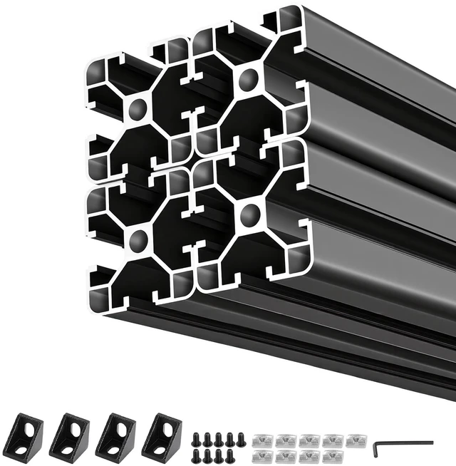 Alt view image 8 of 8 - VEVOR 4PCS 4040 Aluminum Extrusion Profile, 15.75 Inch 400 mm, T Slot European Standard Anodized Linear Rail, High-Strength Extruded Aluminum Rail, for 3D Printer Parts and CNC DIY Workbench, Black