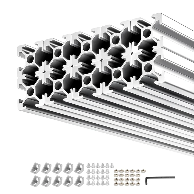 Alt view image 8 of 8 - VEVOR 10PCS 2020 Aluminum Extrusion Profile, 39.37 Inch 1000 mm, T Slot European Standard Anodized Linear Rail, High-Strength Extruded Aluminum Rail, for 3D Printer Parts and CNC DIY Workbench, Silver