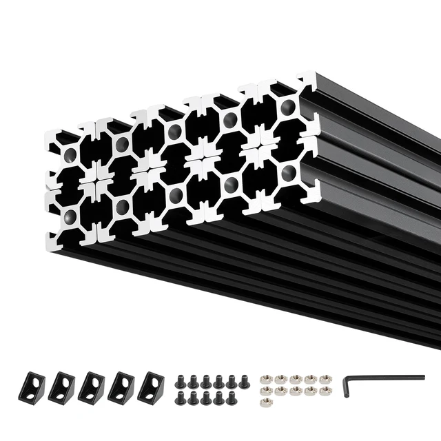Alt view image 8 of 8 - VEVOR 10PCS 2020 Aluminum Extrusion Profile, 23.62 Inch 600 mm, T Slot European Standard Anodized Linear Rail, High-Strength Extruded Aluminum Rail, for 3D Printer Parts and CNC DIY Workbench, Black