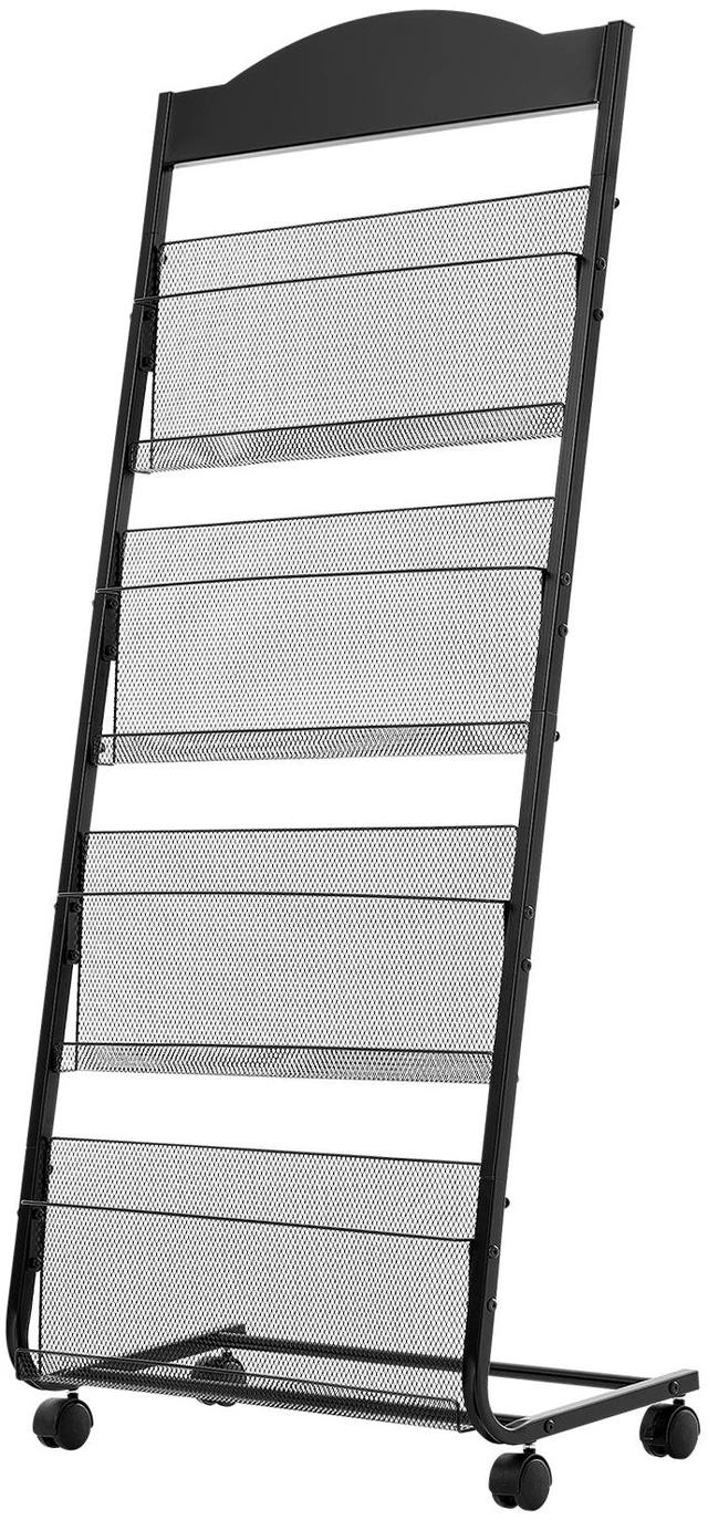 Alt view image 2 of 2 - VEVOR Brochure Display Rack, 4-Tier Magazine Literature Display Stand with Wheels, Movable Floor Standing Magazine Rack, Heavy Duty Newspaper Catalog Holders for Shop Exhibitions Office Craft Fairs