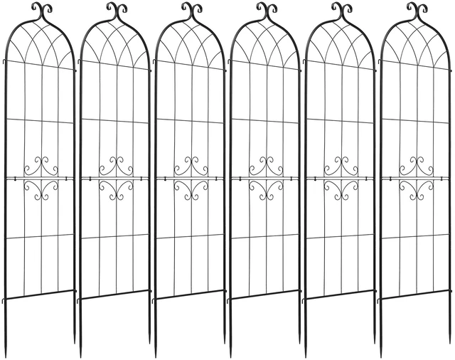 Main image of VEVOR Garden Trellis, 71 x 20 inch Rose Trellis, 6 Packs Garden Flower Rose Trellises with Powder-Coated Finish & Convenient Locking Design, Plant Support Trellises for Flowers, Vegetables, Roses