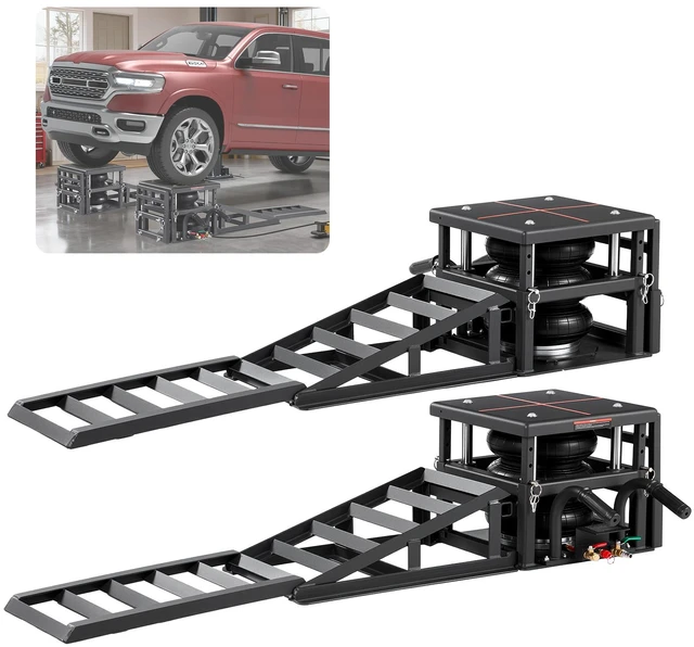 Main image of VEVOR Air Portable Car Lifts 2PCS, 11023 lbs/5 Ton Capacity, 12.6 inch Max Height, Pneumatic Ramp Jacks with Airbags, Wheel Chocks, Extension Ramps, Heightened Columns, Heavy-Duty for Sedan SUV Pickup