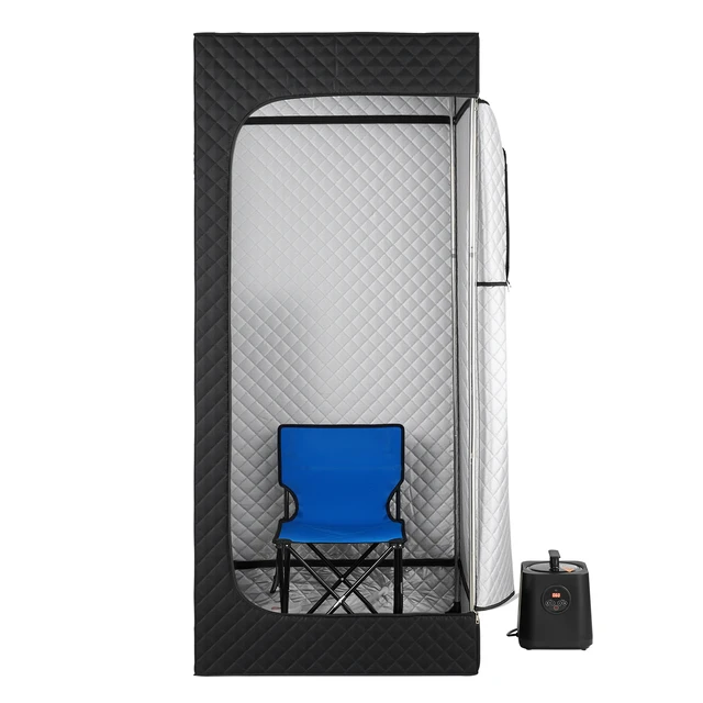 Alt view image 2 of 2 - VEVOR 1 Person Portable Steam Sauna Tent Full with Steamer Remote Oil Box Black