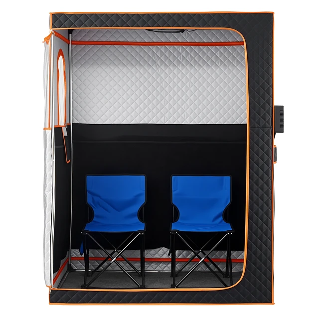Alt view image 9 of 9 - VEVOR 2 Person Portable Infrared Sauna Full Body Spa Tent with Chairs Black