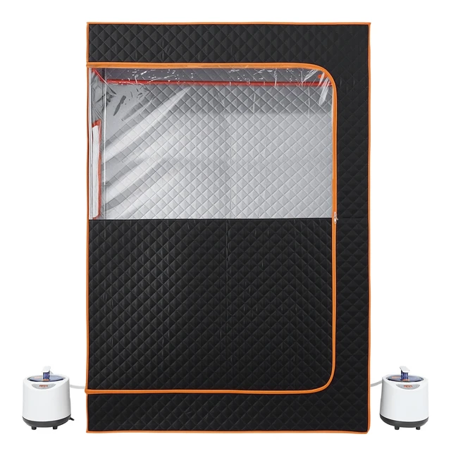 Alt view image 9 of 9 - VEVOR 2 Person Portable Steam Sauna Tent Full with Steamer Remote Oil Box Black