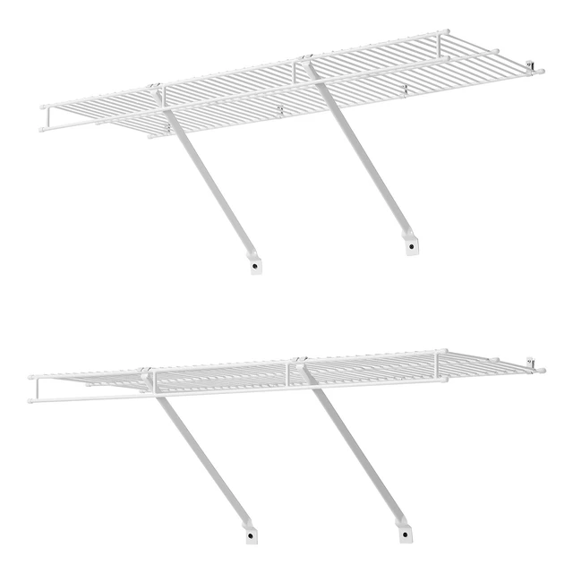 Alt view image 9 of 9 - VEVOR Wire Shelf Kit, 3 ft, Set of 2, Wall Mounted Wire Shelves, Heavy-Duty Carbon Steel Hanging Shelf, Floating Wall Storage Shelves with Dip Coating, for Closet, Bedroom, Living Room, Office, Pantry