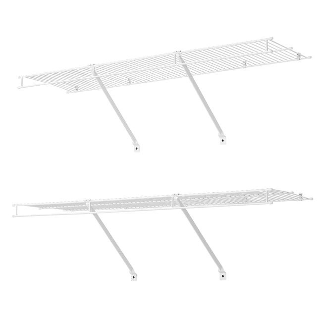 Alt view image 9 of 9 - VEVOR Wire Shelf Kit, 4 ft, Set of 2, Wall Mounted Wire Shelves, Heavy-Duty Carbon Steel Hanging Shelf, Floating Wall Storage Shelves with Dip Coating, for Closet, Bedroom, Living Room, Office, Pantry