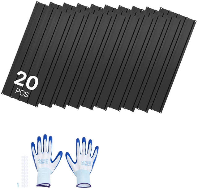 Main image of VEVOR Metal Roof Panels, 20Pcs 99 sq.ft. Galvanized Steel Roofing Panels, High Impact Corrugated Tin Gazebo Top with Screws, Gloves, Heavy Duty for Gazebos, Chicken Coop Sheds Stables Patio, Black