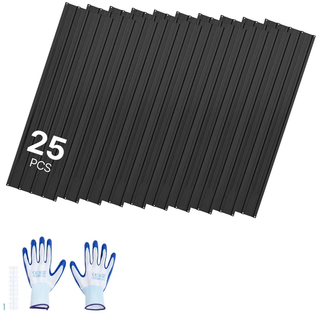 Main image of VEVOR Metal Roof Panels, 25Pcs 176 sq.ft. Galvanized Steel Roofing Panels, High Impact Corrugated Tin Gazebo Top with Screws, Gloves, Heavy Duty for Gazebos, Chicken Coop Sheds Stables Patio, Black