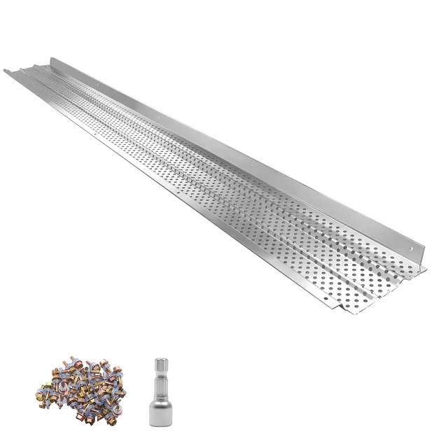 Alt view image 8 of 8 - VEVOR Gutter Guard, 6 in Aluminum Gutter Cover Heavy-Duty, 52ft Length Protection Cover for Leaf & Debris, 0.02 in Thickness Mill Finish, Easy DIY Install, Fast Drainage, Screws Included, 13 PCS
