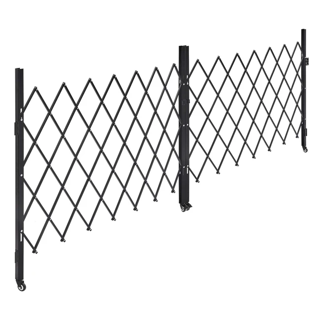 Alt view image 9 of 9 - VEVOR Double Folding Security Gate, Lockable Scissor Gate with 360° Swivel Casters, Outdoor Barricade Steel Retractable Gates, for Entry Security, Garage, Warehouse & Pool, 145.67 x 63.19 in (W x H)