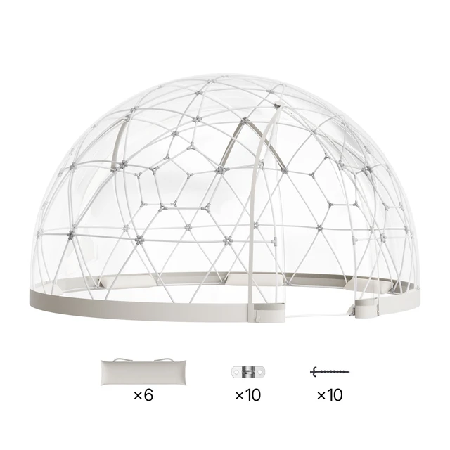Alt view image 2 of 2 - VEVOR Garden Dome Igloo, 9.5 x 5.7 ft Outdoor Clear Bubble Tent for 2-4 Person, Weatherproof Geodesic Dome Greenhouse with Window, PVC Igloo Tent for Backyard Patios Camping Party Wedding