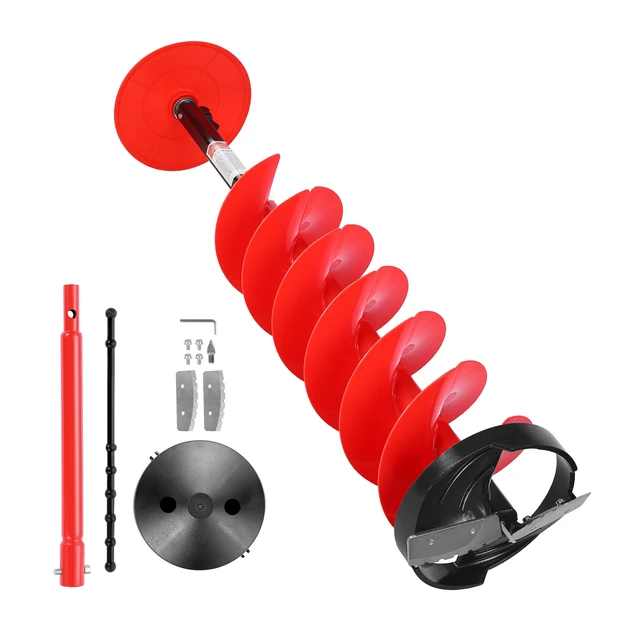 Alt view image 9 of 9 - VEVOR Ice Auger Drill Bit, 8in Diameter 39in Length, Cordless Nylon Ice Fishing Augers With Extra 13.4in Extension Rod, Drill Adapter, Top Plate and Blade Guard