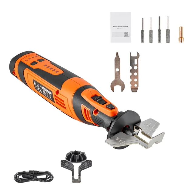 Alt view image 15 of 15 - Cordless Chainsaw Sharpener, 5-Speed Adjustable Electric Saw Chain Sharpener 5000-30000 RPM, Rechargeable Handheld Chainsaw Sharpening Tool with 4 Sharpening Heads & Angle Guide Attachment