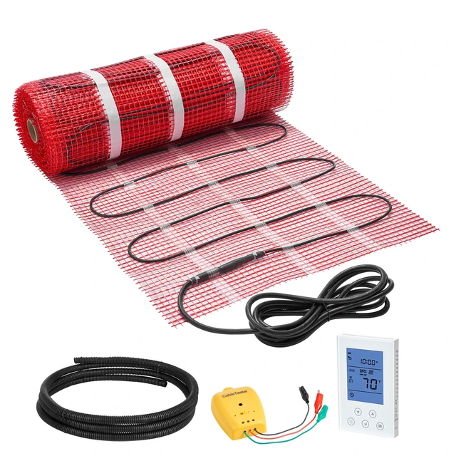 Alt view image 9 of 9 - VEVOR 80 sqft Self-Adhesive Mesh Floor Heating Mat 120V with Thermostat