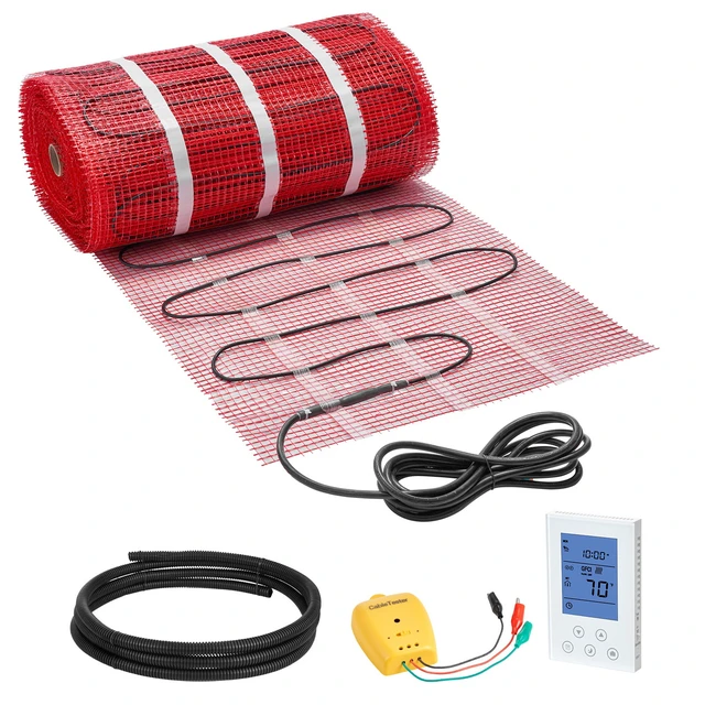 Alt view image 9 of 9 - VEVOR 150 sqft Self-Adhesive Mesh Floor Heating Mat 120V with Thermostat