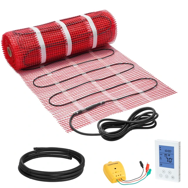 Alt view image 9 of 9 - VEVOR 50 sqft Self-Adhesive Mesh Floor Heating Mat 120V Electric Radiant System