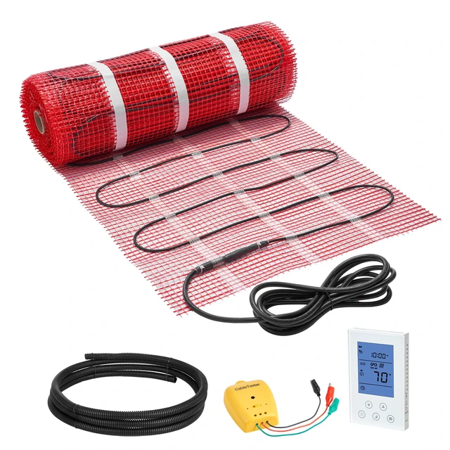 Alt view image 9 of 9 - VEVOR 90 sqft Self-Adhesive Mesh Floor Heating Mat 120V with Thermostat