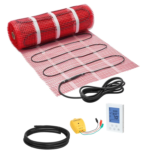 Alt view image 9 of 9 - VEVOR 70 sqft Self-Adhesive Mesh Floor Heating Mat 120V Radiant Heated System