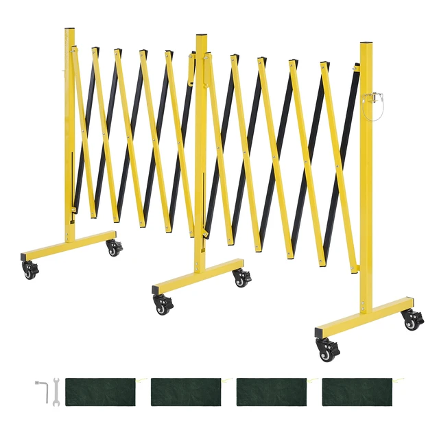 Alt view image 8 of 8 - VEVOR Double Expandable Barricades, 18FT Industrial Safety Barriers, Flexible Mobile Barricade with Locking Casters, Portable Folding Security Gate Metal Traffic Fence for Driveway Warehouse Elevator
