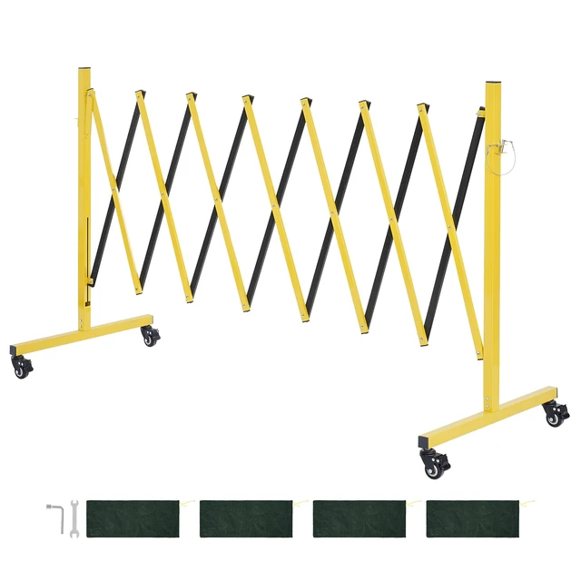 Alt view image 8 of 8 - VEVOR Industrial Expandable Barricade, 12FT Expandable Safety Barrier, Flaxible Mobile Barricade with Locking Casters, Portable Folding Security Gate Traffic Fence for Driveway Warehouse Elevator