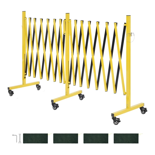 Alt view image 8 of 8 - VEVOR Double Expandable Barricades, 25FT Industrial Safety Barriers, Flexible Mobile Barricade with Locking Casters, Portable Folding Security Gate Metal Traffic Fence for Driveway Warehouse Elevator