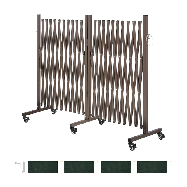 Alt view image 8 of 8 - VEVOR Double Expandable Barricades, 27FT Expandable Safety Barrier, 0-180° Rotatable Mobile Barricade with Locking Casters, Portable Folding Security Gate Traffic Fence for Patio Garden Stairway
