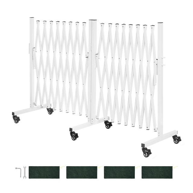 Alt view image 8 of 8 - VEVOR Double Expandable Barricades, 18FT Expandable Safety Barrier, 0-180° Rotatable Mobile Barricade with Locking Casters, Portable Folding Security Gate Traffic Fence for Patio Garden Stairway