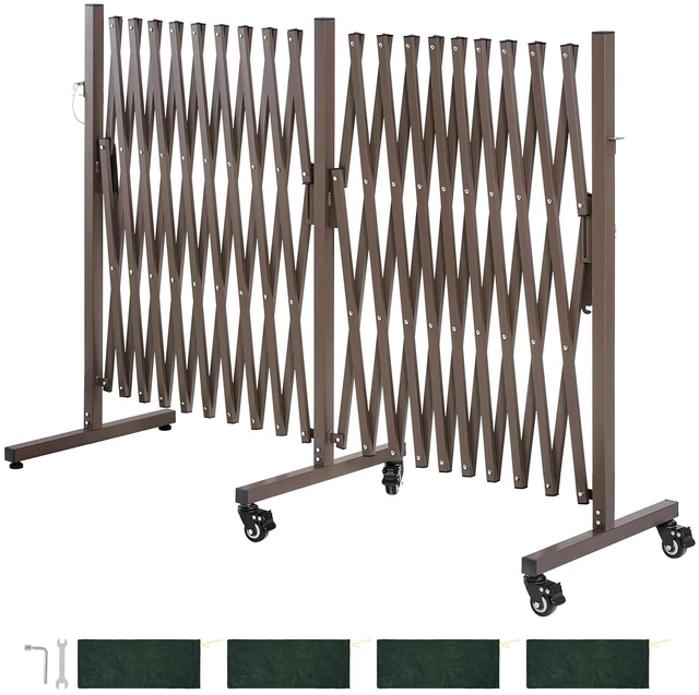 Main image of VEVOR Double Expandable Barricades, 20FT Expandable Safety Barrier, Flexible Mobile Barricade with Locking Casters, Portable Folding Security Gate Metal Traffic Fence for Patio Garden Stairway