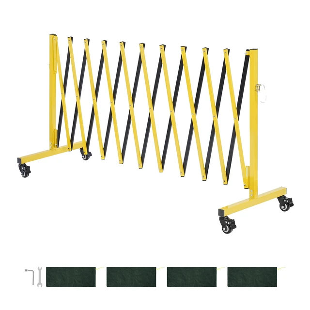 Alt view image 8 of 8 - VEVOR Industrial Expandable Barricade, 13FT Expandable Safety Barrier, Flaxible Mobile Barricade with Locking Casters, Portable Folding Security Gate Traffic Fence for Driveway Warehouse Elevator