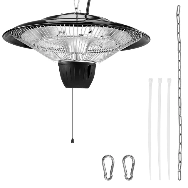 Alt view image 8 of 8 - VEVOR Hanging Patio Heater, 1500W Outdoor/Indoor Electric Space Infrared Heater, IP34 Protection Ceiling Heater with 23.6 inch Pull Cord & 20 inch Adjustable Chain, for Porch,Patio,Dining Room,Studio