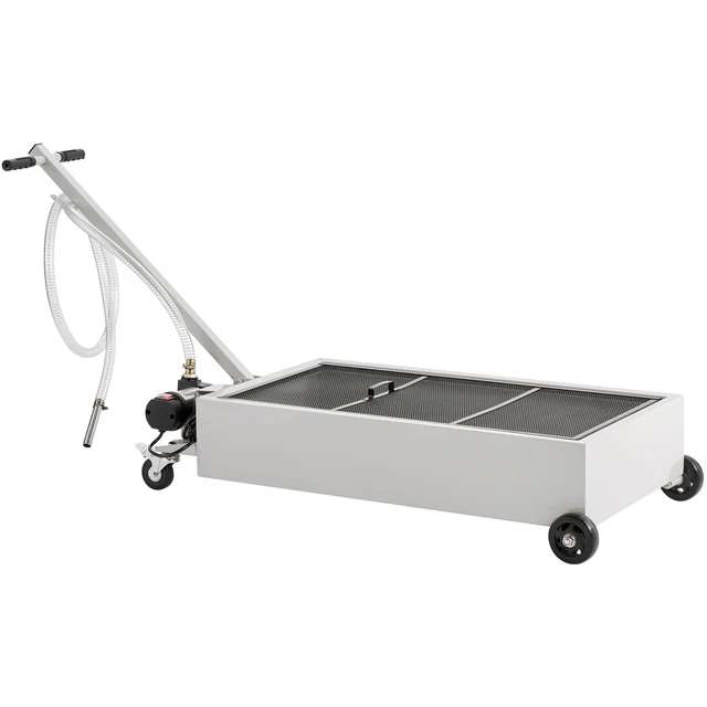 Alt view image 9 of 9 - VEVOR Low Profile Oil Drain Pan, 20 Gallon Capacity, Rolling Oil Drain Pan with Electric Pump, 7.2 ft Hose & T Folding Handle, Leak-proof & Corrosion-resistant, Fit for Cars, SUVs, Trucks, ATVs, White