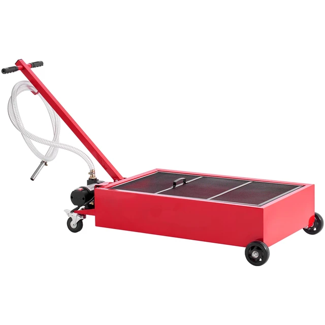 Alt view image 9 of 9 - VEVOR Low Profile Oil Drain Pan, 17 Gallon Capacity, Rolling Oil Drain Pan with Electric Pump, 7.2 ft Hose & T Folding Handle, Leak-proof & Corrosion-resistant, Fit for Cars, SUVs, Trucks, ATVs, Red