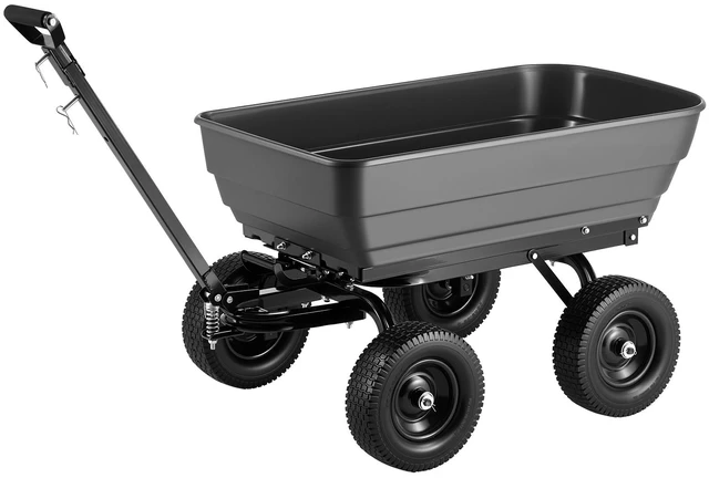 Main image of VEVOR Garden Dump Cart, 1200 lbs Poly Dump Cart, 6 Cu. Ft. Garden Carts Dumps Wagon with 2-in-1 Convertible Handle, 90° Quick-Dumps Mechanism, 180° Swivel Wheels, Yard Wagon for Plants, Soil, Crops