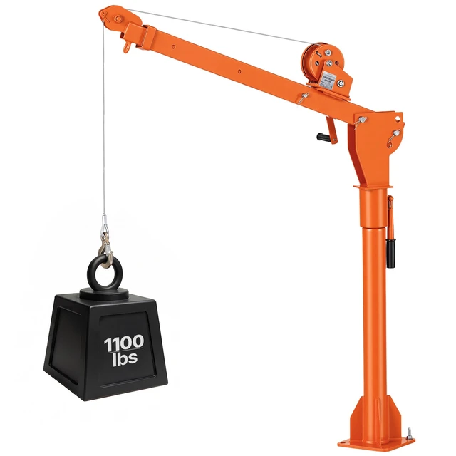 Alt view image 8 of 8 - VEVOR Truck Crane, 1100 lbs Manual Pickup Truck Crane with Hand Winch, 360° Rotating Telescopic Boom, Premium Galvanized Steel, Foldable Pickup Bed Jib for Machine Lumber Attic Heavy Load Lifting