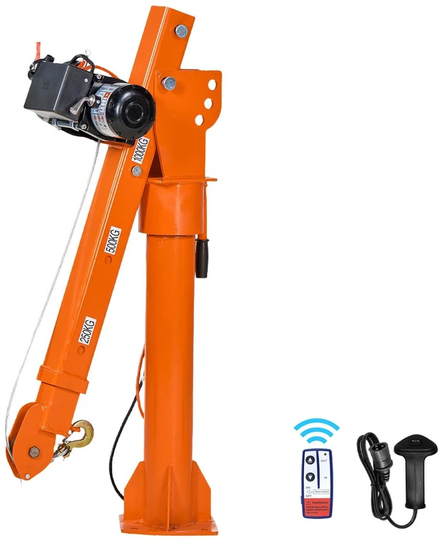 Main image of VEVOR Electric Truck Crane, 2200 lbs Pickup Truck Crane with 12V 6000 lbs Electric Winch, 360° Rotating Telescopic Boom, Premium Galvanized Steel, Foldable Pickup Bed Jib for Machine Lumber Lifting