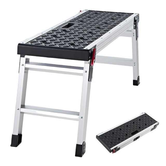 Alt view image 8 of 8 - VEVOR Folding Work Platform, 35.8 x 12.2 in Aluminum Step Stool, 16.5 in Height, 500 lbs Load Capacity, Heavy Duty Platform Ladder with Locks, Portable Work Bench for Painting & Maintenance & Home