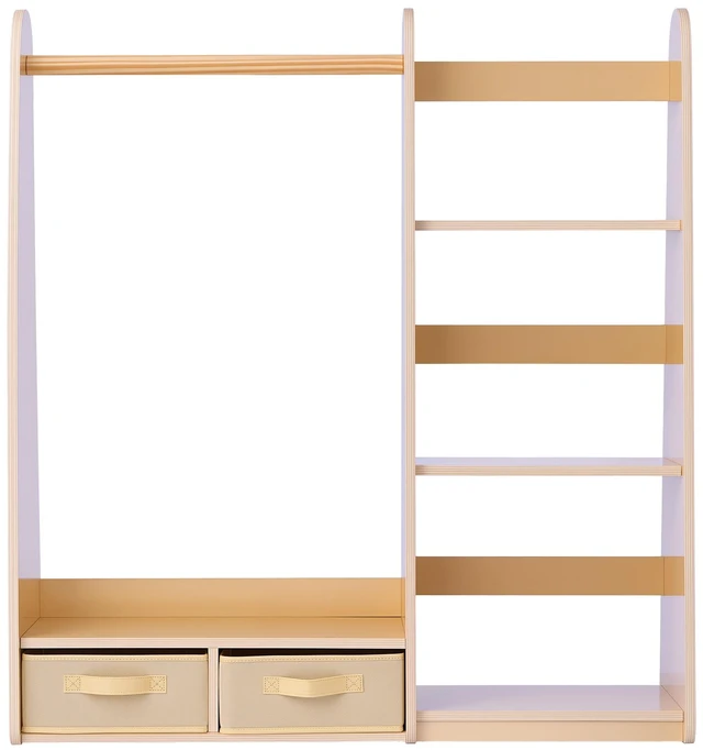 Alt view image 8 of 8 - VEVOR Kids Dress Up Storage, with Mirror, Dress Up Closet, Toddler Wardrobe Closet for Little Girls, Armoire with Shelves & Bottom Tray, Costume Organizer, Toddler Room Furniture, for Bedroom, Natural