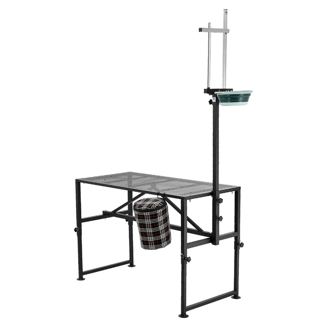 Alt view image 8 of 8 - VEVOR Goat Milking Stand, 600 lbs Heavy Duty Goat Stand with Feed Bin, Adjustable Headpiece & Tool Basket, Stanchion for Grooming & Hoof Trimming, Metal Livestock Platform for Sheep, 47" x 23", Black