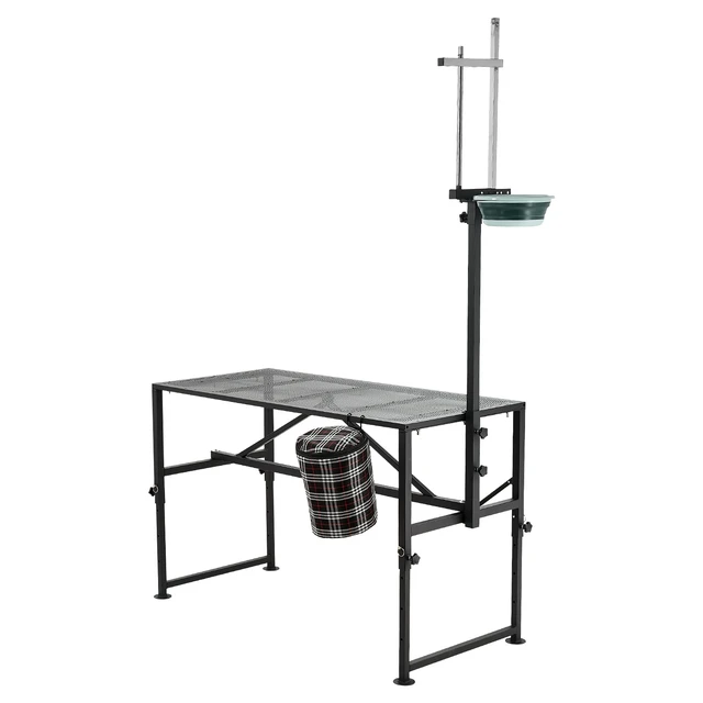 Alt view image 8 of 8 - VEVOR Goat Milking Stand, 600 lbs Heavy Duty Goat Stand with Feed Bin, Adjustable Headpiece & Tool Basket, Stanchion for Grooming & Hoof Trimming, Metal Livestock Platform for Sheep, 51" x 23", Black
